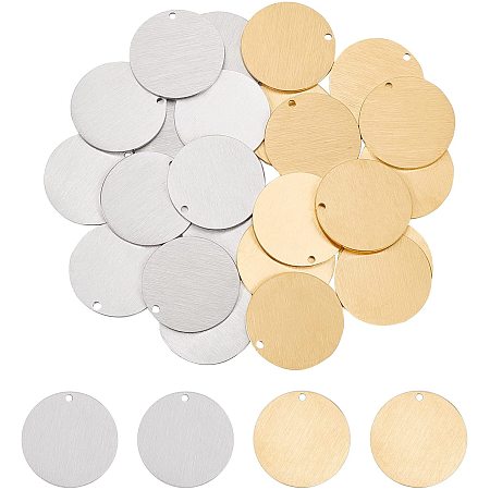 UNICRAFTALE 24Pcs 2 Colors 304 Stainless Steel Pendants About 20mm in Diameter Big Stamping Blank Tags Charms Jewelry Making Kits for Earrings Bracelet Necklace Jewelry Making
