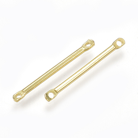 Honeyhandy Brass Links connectors, Real 18K Gold Plated, 20x2x1.5mm, Hole: 1mm