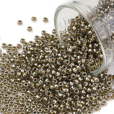 TOHO Round Seed Beads, Japanese Seed Beads, (993) Gilt Lined Black Diamond, 11/0, 2.2mm, Hole: 0.8mm, about 1110pcs/10g