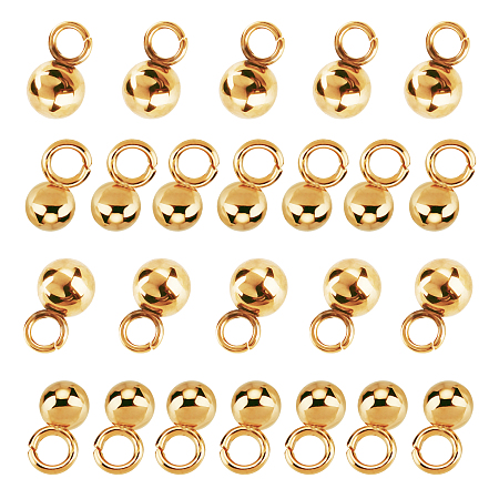 Unicraftale Vacuum Plating 304 Stainless Steel Sphere Charms, Round Ball, Golden, 6x3mm; 7x4mm, Hole: 2mm; 50pcs/box