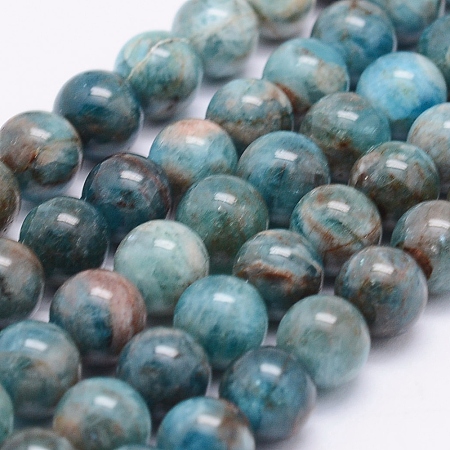 ARRICRAFT Natural Apatite Beads Strands, Round, 8mm, Hole: 1mm, about 52pcs/strand, 15.7 inches(40cm)