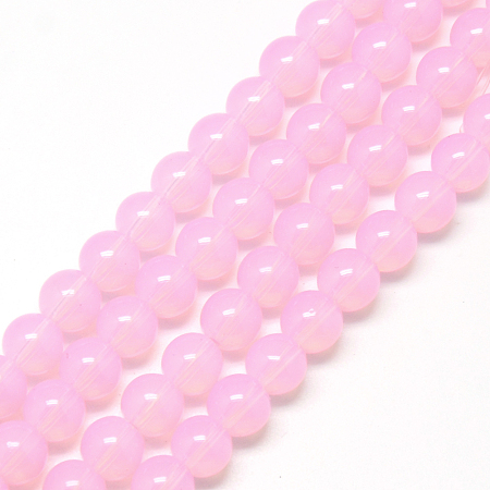 Arricraft Baking Painted Glass Beads Strands, Imitation Opalite, Round, Pearl Pink, 8mm, Hole: 1.3~1.6mm, about 100pcs/strand, 31.4 inches