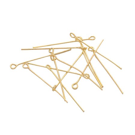 NBEADS 1000g Golden Iron Eyepins, Size: about 0.7mm thick, 3.0cm long, hole: 2mm, about 8000pcs/1000g