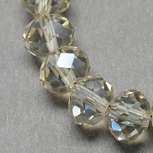 Honeyhandy Handmade Glass Beads, Faceted Rondelle, Beige, 10x7mm, Hole: 1mm, about 70~72pcs/strand