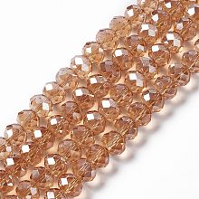 Honeyhandy Handmade Glass Beads, Faceted Rondelle, Camel, 10x7mm, Hole: 1mm, about 70~72pcs/strand