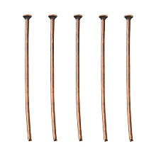 Honeyhandy Iron Flat Head Pins, Cadmium Free & Nickel Free & Lead Free, Red Copper, 30x0.75~0.8mm, 20 Gauge, about 336pcs/50g, Head: 2mm