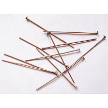 Honeyhandy Iron Flat Head Pins, Cadmium Free & Nickel Free & Lead Free, Red Copper, 36x0.75~0.8mm, 20 Gauge, about 340pcs/50g, Head: 2mm