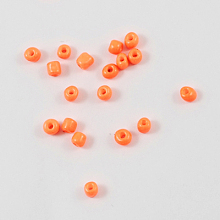 Honeyhandy Baking Paint Glass Seed Beads, Orange, 4~5x3~4mm, Hole: 1~2mm