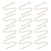 Unicraftale 304 Stainless Steel Earring Findings, Ear Threads, Golden, 90~94x1.2mm; Pin: 0.8mm, 12pair/box