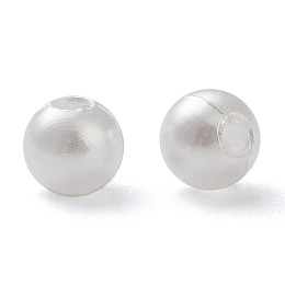 Honeyhandy Imitation Pearl Acrylic Beads, Dyed, Round, White, 4x3.5mm, Hole: 1mm, about 18100pcs/pound