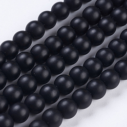 Arricraft Synthetic Black Stone Beads Strands, Frosted, Round, 6mm, Hole: 1mm, about 65pcs/strand, 15.7 inches