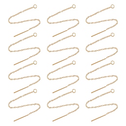 Unicraftale 304 Stainless Steel Earring Findings, Ear Threads, Golden, 90~94x1.2mm; Pin: 0.8mm, 12pair/box