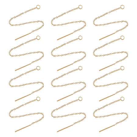 Unicraftale 304 Stainless Steel Earring Findings, Ear Threads, Golden, 90~94x1.2mm; Pin: 0.8mm, 12pair/box
