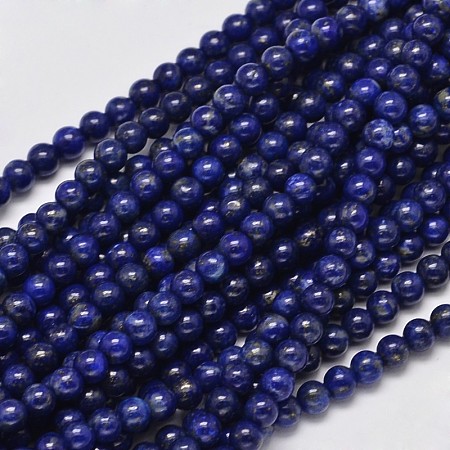 Arricraft Round Grade A Natural Lapis Lazuli Bead Strands, 4mm, Hole: 1mm, about 95pcs/strand, 15.5 inches