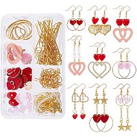 SUNNYCLUE DIY Heart Themed Earring Making Kits, include 201 Stainless Steel Linking Ring, Brass Linking Rings & Earring Hooks, Alloy & Wood & Iron Pendants, Glass Beads, Mixed Color