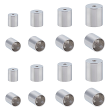 Unicraftale Vacuum Plating 304 Stainless Steel Cord Ends, End Caps, Column, Stainless Steel Color, 5~8x4~7mm, Hole: 1.5mm; Inner Diameter: 3~6mm, 24pcs