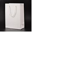 Nbeads Rectangle Cardboard Paper Bags, Gift Bags, Shopping Bags, with Nylon Cord Handles, White, 12x5.7x16cm