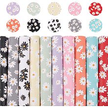 PU Leather Fabric Sheet, Self-adhesive Fabric, Rectangle, Daisy Pattern, Mixed Color, 30x20x0.1cm; 10colors, 1sheet/color, 10sheets/set