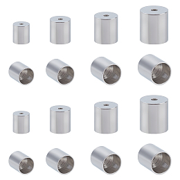 Unicraftale Vacuum Plating 304 Stainless Steel Cord Ends, End Caps, Column, Stainless Steel Color, 5~8x4~7mm, Hole: 1.5mm; Inner Diameter: 3~6mm, 24pcs