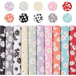 PU Leather Fabric Sheet, Self-adhesive Fabric, Rectangle, Daisy Pattern, Mixed Color, 30x20x0.1cm; 10colors, 1sheet/color, 10sheets/set