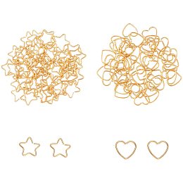 Unicraftale 304 Stainless Steel Open Jump Rings, Heart & Star, with Bead Container, Golden, 6.8x5.2x1.1cm, 100pcs/box