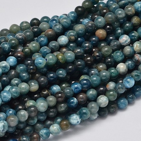 ARRICRAFT Round Natural Apatite Beads Strands, Grade AB, 4mm, Hole: 1mm, about 100pcs/strand, 15.7 inches
