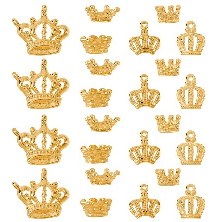 SUNNYCLUE Alloy Crown Charms Pendants and Beads Sets, Golden, 10.5~22x6~19.5x1~7mm, Hole: 1~7mm, 60pcs/set