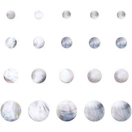 Shell Pendants, with Freshwater Shell Pendants and Black Lip Shell Pendants, Flat Round, Mixed Color, 74x72x17mm; 20pcs/box