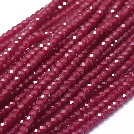 ARRICRAFT Natural Ruby/Red Corundum Beads Strands, Dyed & Heated, Faceted, Rondelle, 4x3mm, Hole: 1mm, about 121pcs/strand, 15.15 inches(38.5cm)