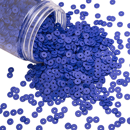Environmental Handmade Polymer Clay Beads, Disc/Flat Round, Heishi Beads, Medium Blue, 6x1mm, Hole: 2mm; about 3040~3200pcs/box