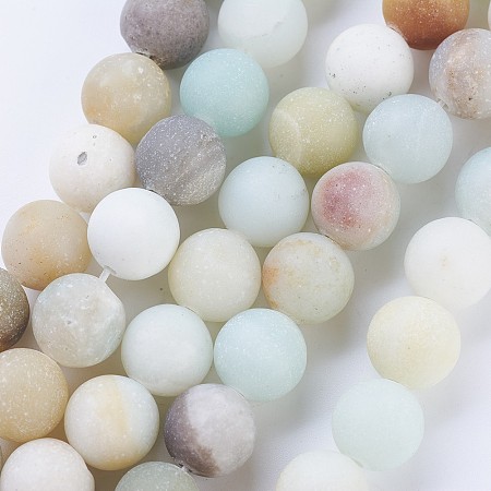Arricraft Natural Amazonite Bead Strands, Frosted, Round, 8~8.5mm, Hole: 1mm, about 47pcs/strand, 15.5 inches