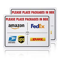 Globleland UV Protected & Waterproof Aluminum Warning Signs, Package Delivery Sign, Delivery Instructions for FedEx Amazon Ups USPS DHL Sign, Colorful, 250x180x1mm, Hole: 4mm