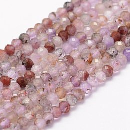 Arricraft Natural Super Seven Strawberry Quartz Beads Strands, Faceted, Round, 3mm, Hole: 0.5~0.6mm, about 144~145pcs/strand, 15.3~15.7 inches(39~40cm)