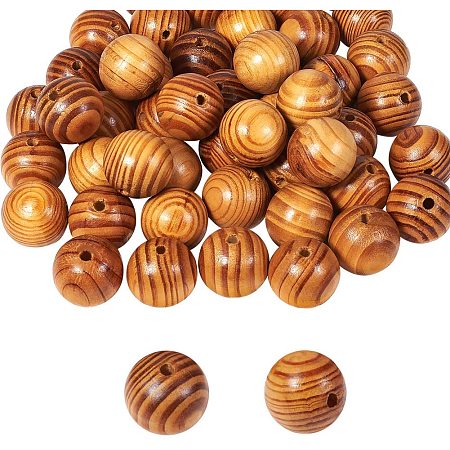 Arricraft 50 pcs 30mm Dyed Natural Wood Spacer Beads Round Polished Ball Wooden Loose Beads for Bracelet Pendants Crafts DIY Jewelry Making, Hole 6mm