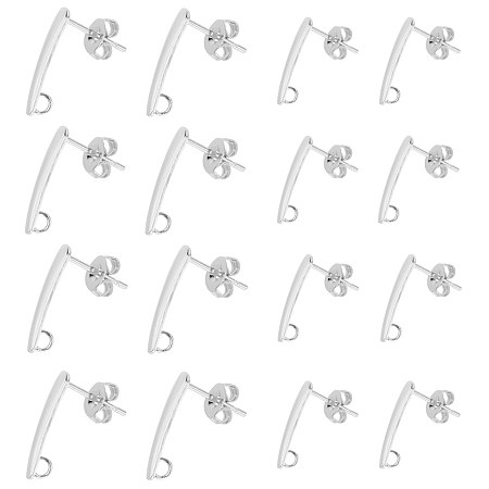 UNICRAFTALE 304 Stainless Steel Stud Earring Findings & Ear Nuts, with Loop, Silver, 64pcs/box