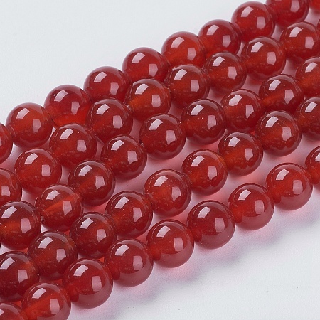 Arricraft Natural Red Agate Beads Strands, Dyed, Round, Dark Red, 8mm, Hole: 1mm, about 49pcs/strand, 15~16 inches