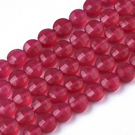 ARRICRAFT Natural Ruby/Red Corundum Beads Strands, Faceted, Flat Round, 4x2.5mm, Hole: 0.6mm, about 110pcs/Strand, 15.35 inches(39cm)