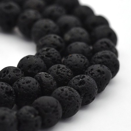 ARRICRAFT Natural Lava Rock Round Bead Strands, Lava Rock, 4mm, Hole: 1mm, about 94pcs/strand, 15.7 inches