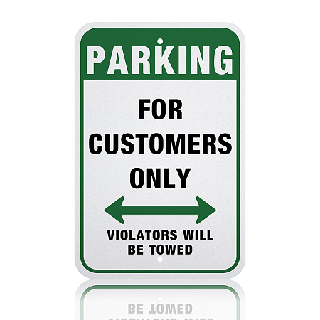 Globleland Waterproof Aluminum Warning Signs, Parking Customer Only, Violators will be Towed Sign, Green, 450x300x1mm, Hole: 10mm