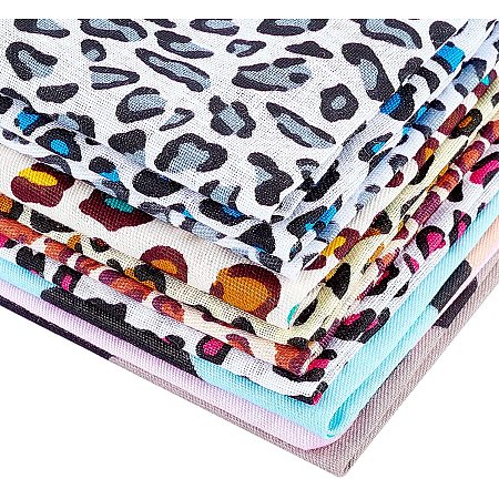 Printed Leopard Print Pattern Fabric, for Patchwork, Sewing Tissue to Patchwork, Mixed Color, 50x50x0.02cm; 12sheets/bag