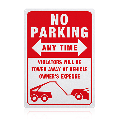 Globleland UV Protected & Waterproof Aluminum Warning Signs, No Parking Sign Private Property Sign Violators Will Be Towed Sign, Red, 350x250x1mm, Hole: 4mm