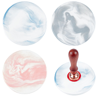 Marble Pattern Porcelain Cup Coasters, Durable Beverage Coasters, Flat Round, Mixed Color, 96x7mm; 3 colors, 1pc/color, 3pcs/set