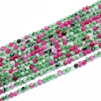 ARRICRAFT Natural Ruby in Zoisite Beads Strands, Faceted, Round, 2.5mm, Hole: 0.4mm, about 130~140pcs/strand, 15.55 inches(39.5cm)