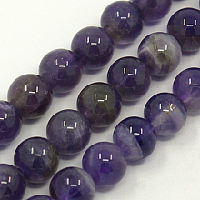 Arricraft Natural Gemstone Beads Strands, Amethyst, AB Grade, Round, Purple, 8mm, Hole: 1mm, , 47~49pcs/strands, 15 inches