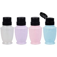 Empty Plastic Press Pump Bottle, Nail Polish Remover Clean Liquid Water Storage Bottle, with Flip Top Cap, Mixed Color, 13.2x6.8cm; 4colors, 1pc/color, 4pcs/set