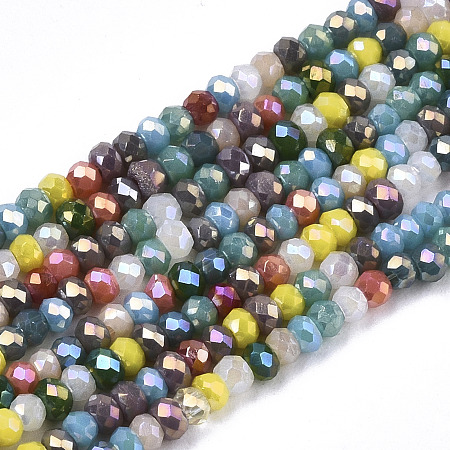 ARRICRAFT Electroplate Glass Beads Strands, AB Color Plated, Faceted, Rondelle, Mixed Color, 2mm, Hole: 0.7mm, about 188~198pcs/Strand, 12.60 inches~13.11 inches(32~33.3cm)