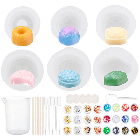 Olycraft DIY Fruit Shape Pendant Silicone Molds Kits, Include Wooden Craft Sticks, Plastic Pipettes, Latex Finger Cots, Plastic Measuring Cups, Plstic Spoon, UV Gel Nail Art Tinfoil, White, 29x28x11mm, Inner Diameter: 15x23mm; 1pc