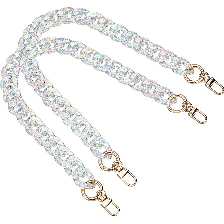 Bag Strap Chains, with Acrylic Curb Chains, Alloy and Iron Findings, Mixed Color, 485mm, 2pcs/box