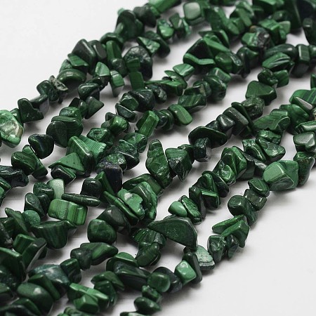 ARRICRAFT Natural Malachite Beads Strands, Chip, Dark Green, 3~5x7~13x2~4mm, Hole: 0.4mm, 36 inches