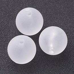 Honeyhandy Transparent Acrylic Beads, Round, Frosted, White, about 16mm in diameter, hole: 2mm, about 220pcs/500g